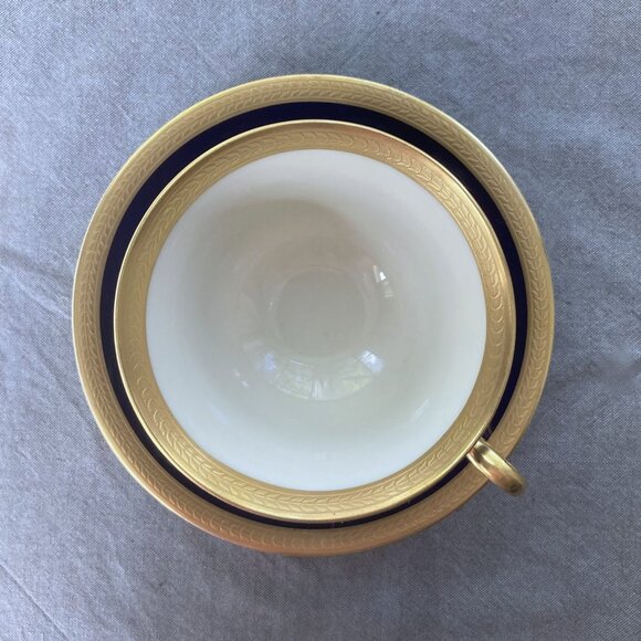 Rare & Elegant! Syracuse China Old Ivory Royal Court Cup & Saucer Set, Navy Blue - Picture 8 of 14
